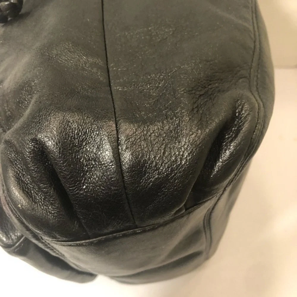 Michael kors black leather two way drawstring bag